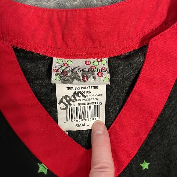 Small Let it Snow Christmas Scrub Top - Picture 3 of 5